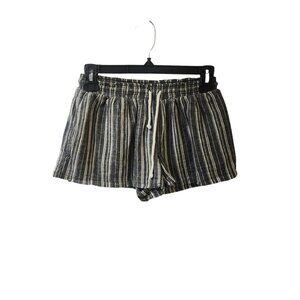 O'Neill Pull On Beach Casual Striped Shorts Juniors Medium Black White